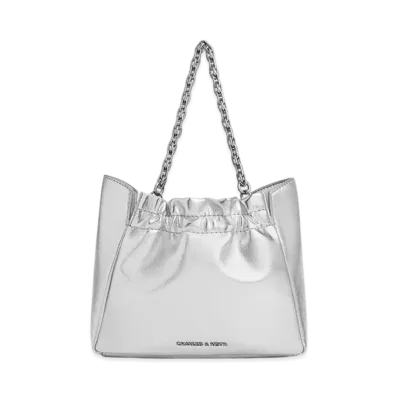 CHARLES & KEITH Bridget Chain Handle Shoulder Bag "Silver"