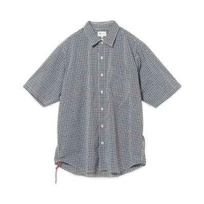 BEAMS Dotair Mesh Check Shirt "Blue"
