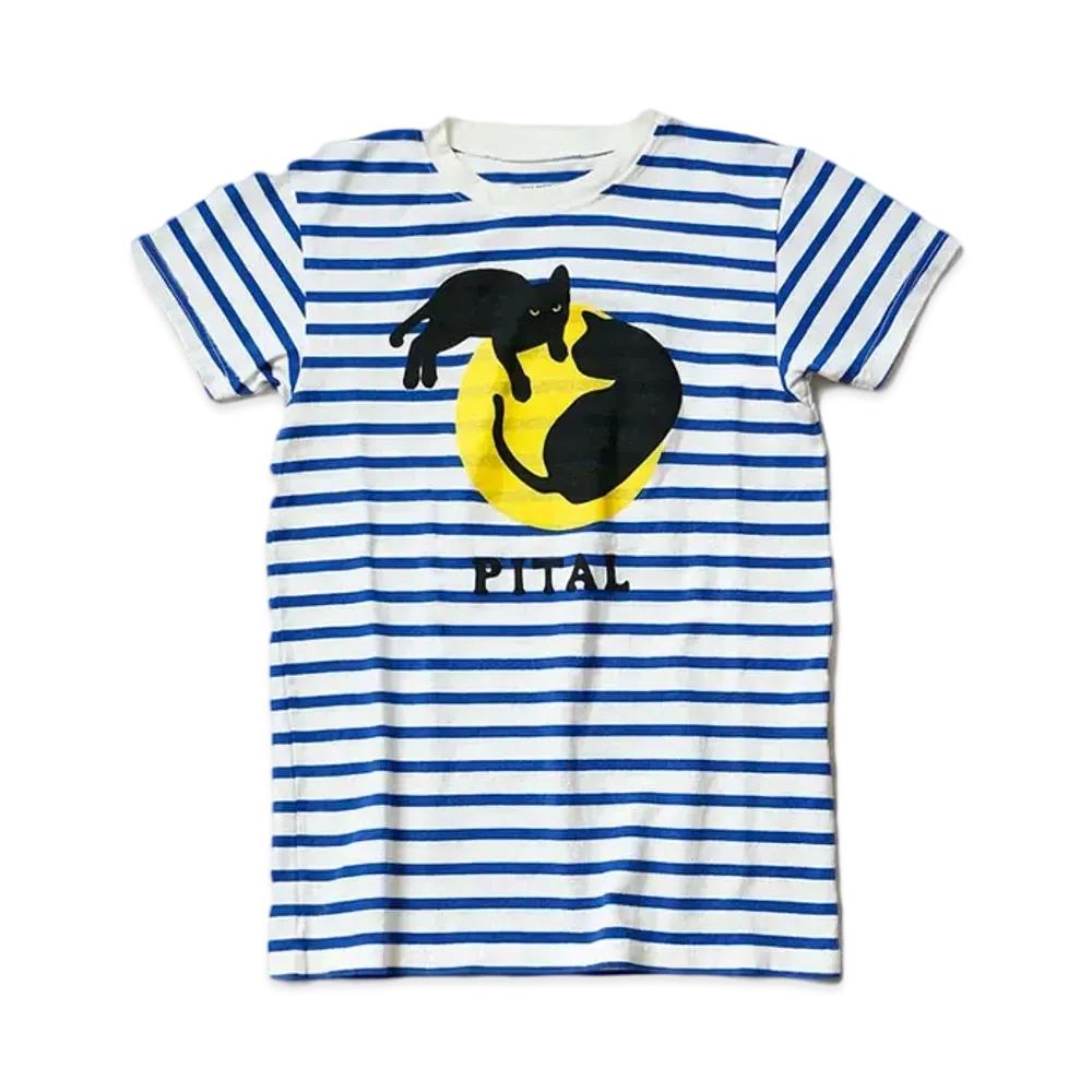 KAPITAL BORDER TENGU CREW T (KAPITAL PT) "White Blue"