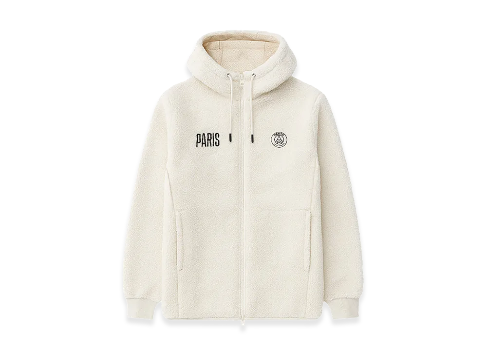Nike x Paris Saint Germain PSG Logo Embroidered Boa Hoodie "Beige"