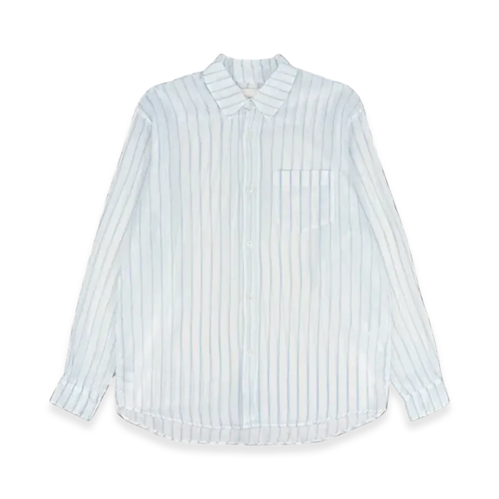 OUR LEGACY Initial Shirt Rayon Plait Stripe "White"