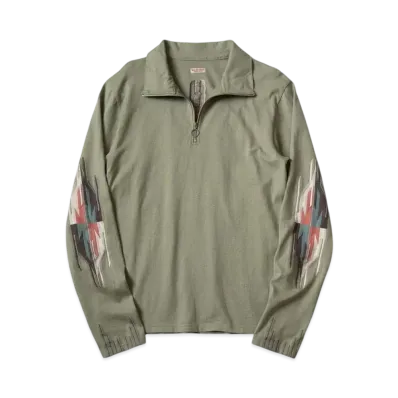 KAPITAL Ortega Half Zip Long Tee "Green"