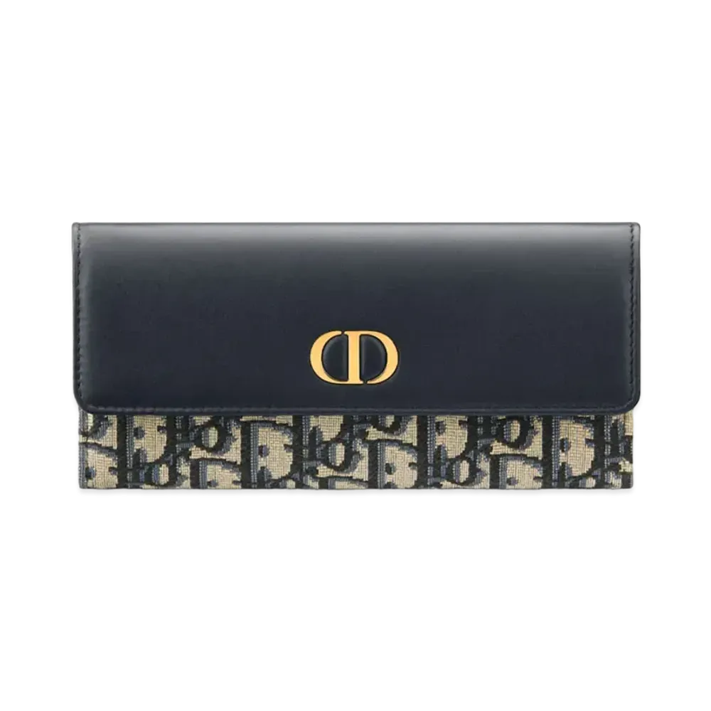 Dior 30 Montaigne Violet Wallet Dior Oblique Jacquard and Smooth Calfskin "Blue"