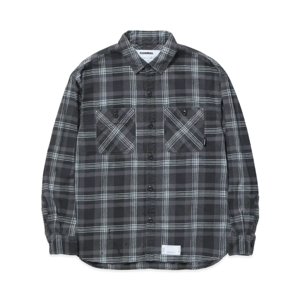 NEIGHBORHOOD Savage Tartan Check Shirt LS "Gray/Saxe"