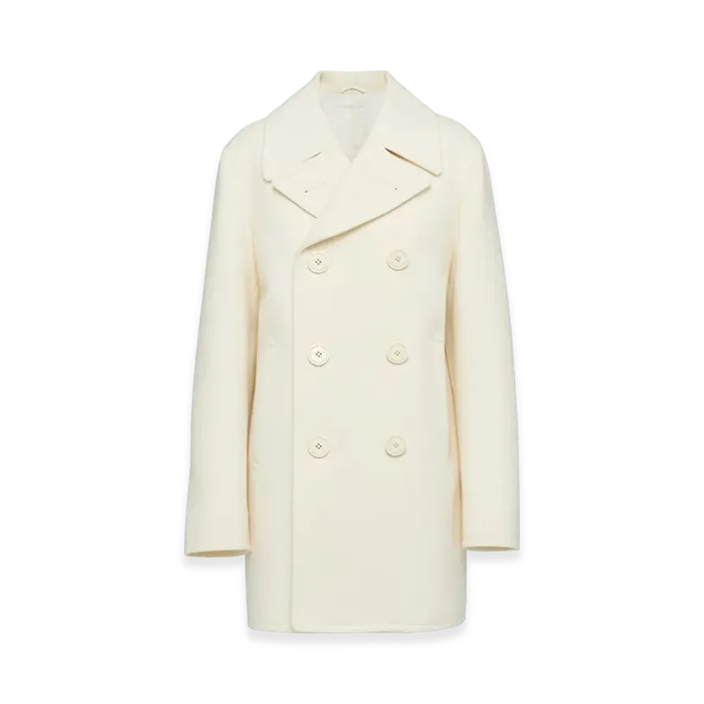 PRADA Women's Double-Breasted Cloth Peacoat "Ivory"