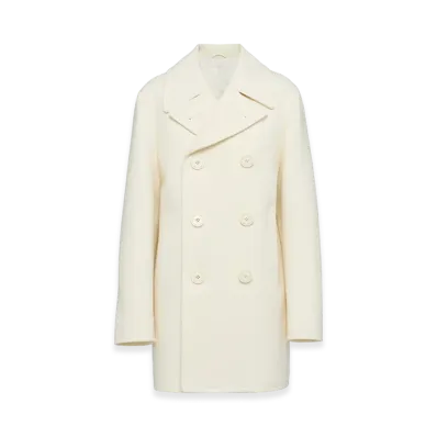 PRADA Women's Double-Breasted Cloth Peacoat "Ivory"