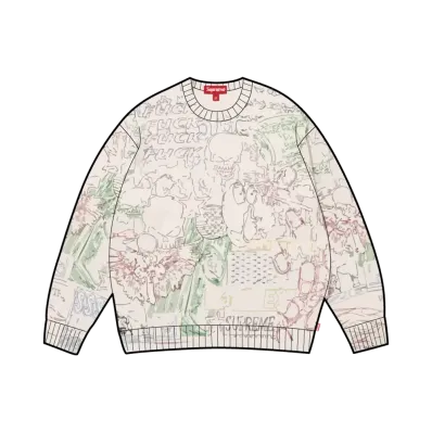 Supreme Collage Embroidered Sweater "White"