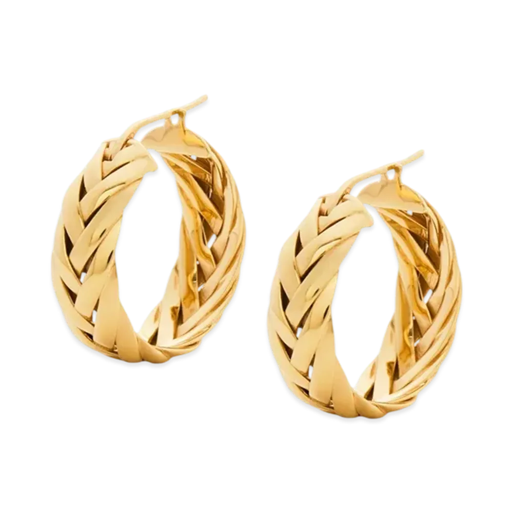 LOEWE Braided Hoop Earrings "Gold"