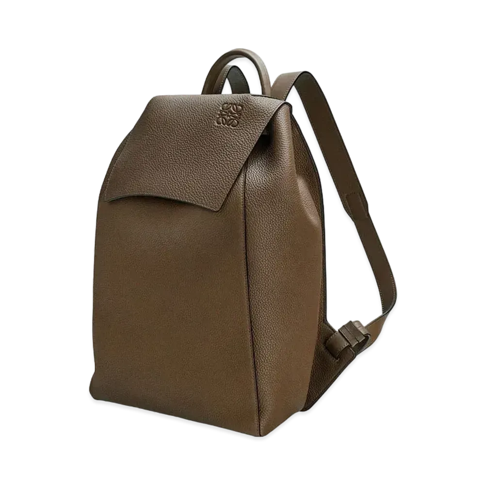 LOEWE Drawstring Backpack In Grained Calfskin "Khaki Brown"