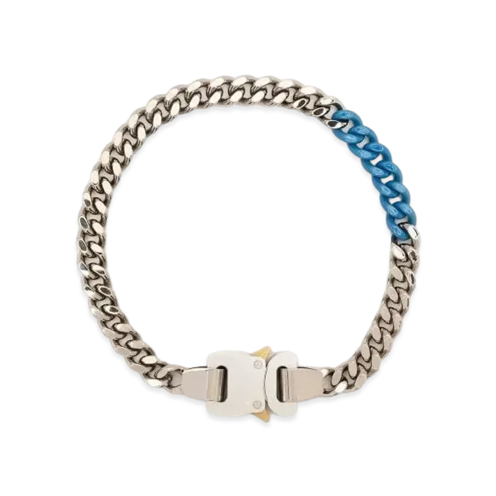 1017 ALYX 9SM Two-Tone Buckle Curb Chain Necklace "Silver/Blue"