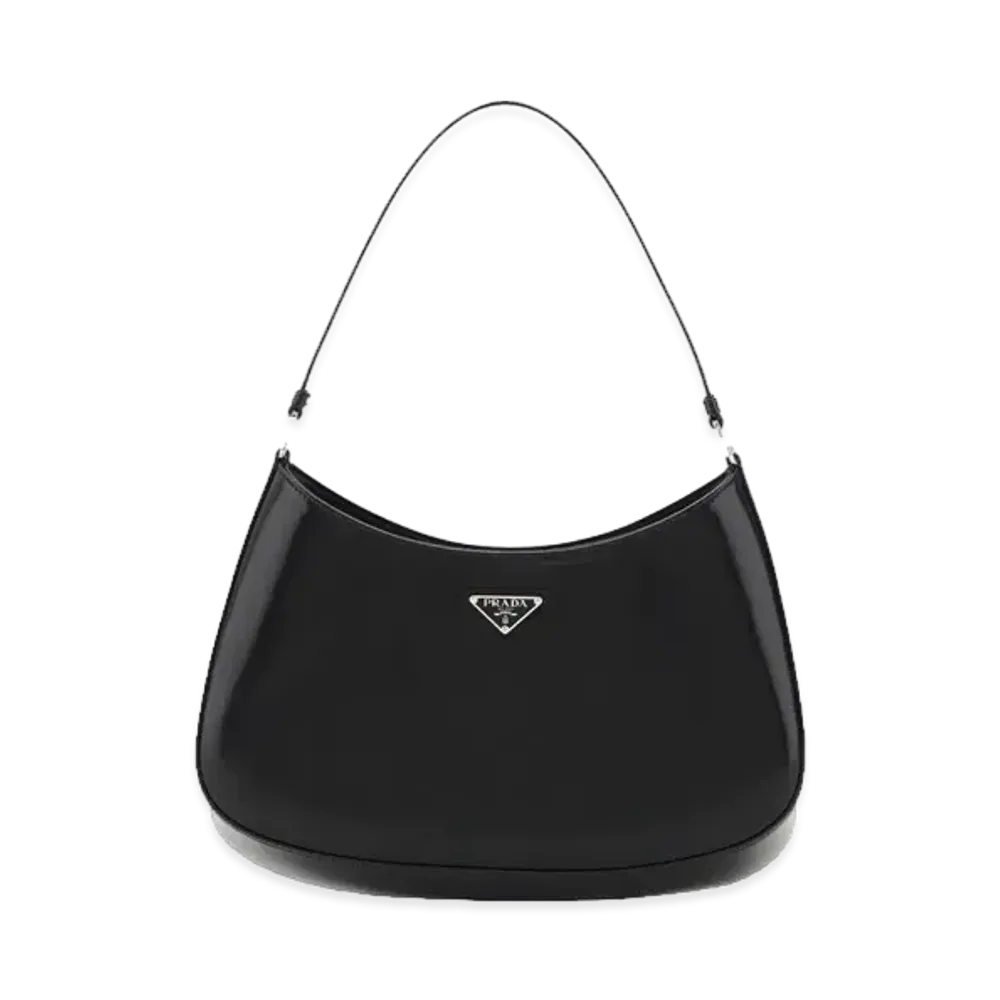 PRADA Cleo Brushed Leather Shoulder Bag "Black"