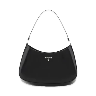 PRADA Cleo Brushed Leather Shoulder Bag "Black"