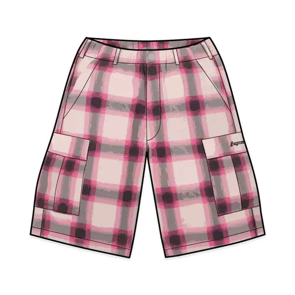 Supreme Shadow Plaid Cargo Short "Pink"