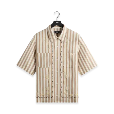 Kith Spun Silk Linen Stripe Paxton Buttondown "Chai"