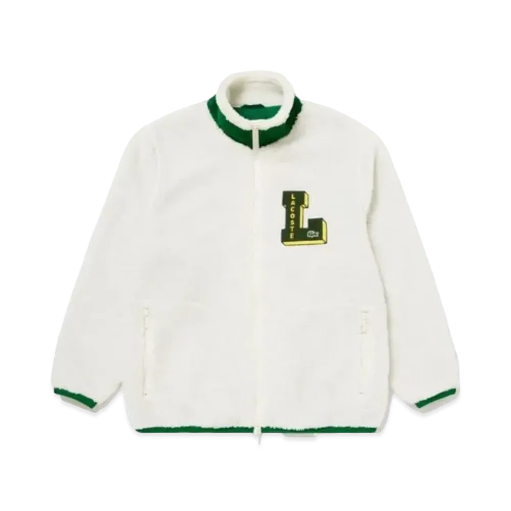 LACOSTE L Patch Sherpa Fleece Jacket "White"