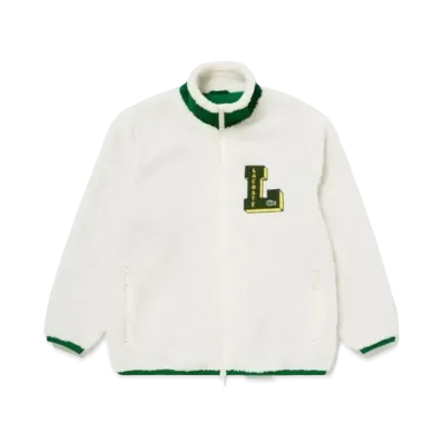 LACOSTE L Patch Sherpa Fleece Jacket "White"