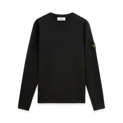 Stone Island 63750 Heavy Cotton Jersey Crewneck Sweatshirt with Ribbing - 24FW "Black"