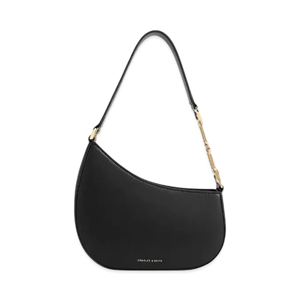 CHARLES & KEITH Asymmetric Shoulder Bag "Black"