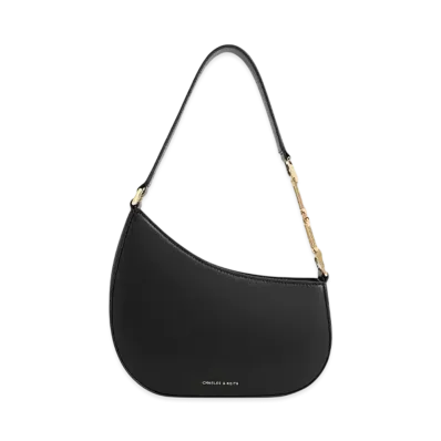 CHARLES & KEITH Asymmetric Shoulder Bag "Black"