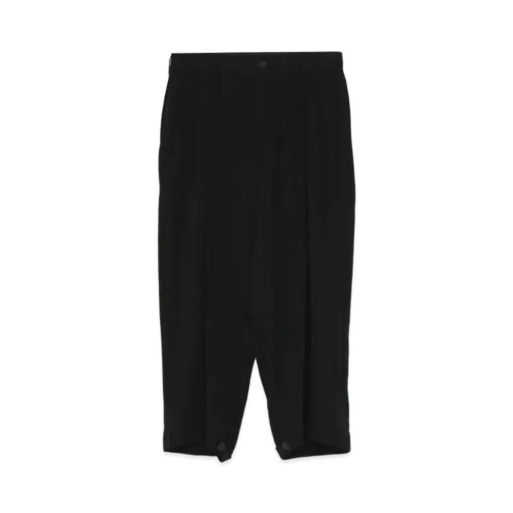 Yohji Yamamoto Pour Homme 18 MOMME CRAPE DE CHINE SILK TUCK BELT PANTS "Black"