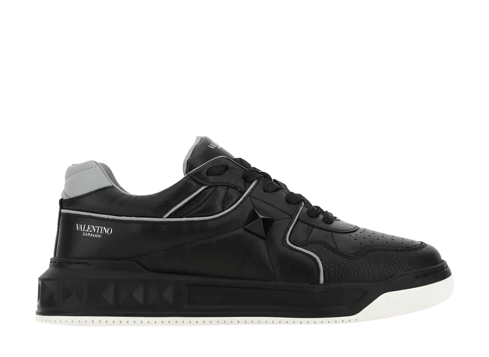 Valentino Garavani Black Nappa Leather One Stud Sneakers "Black"
