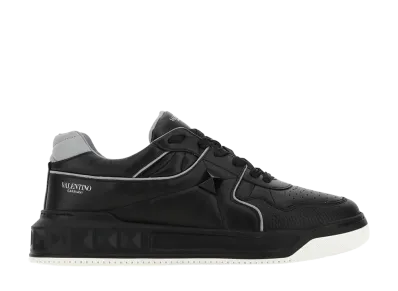 Valentino Garavani Black Nappa Leather One Stud Sneakers "Black"