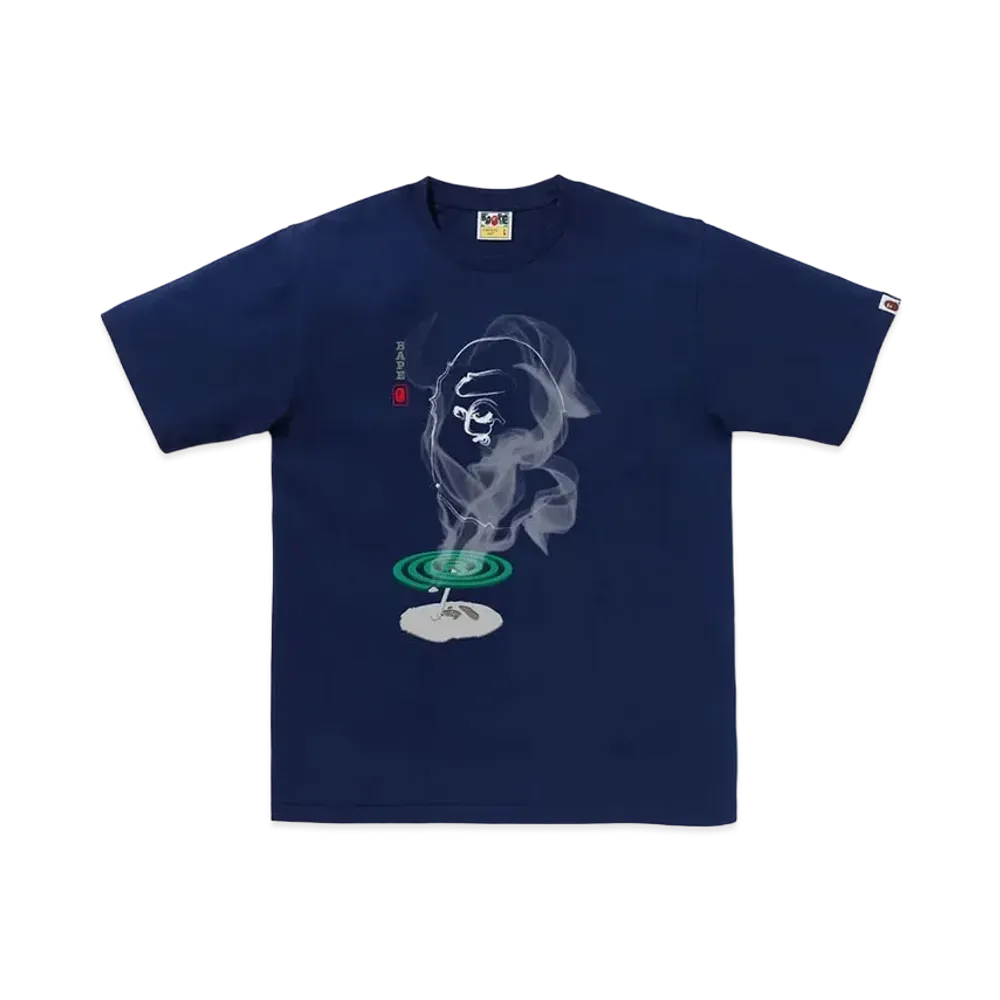 A BATHING APE Mosquito Coil Ape Head Tee "Navy"