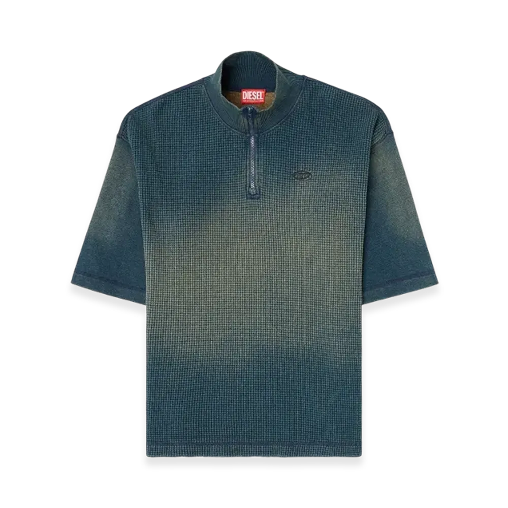 Diesel S-Wafycol-New Sweatshirt In Mixed Denim-Look Jersey "Dark Blue"