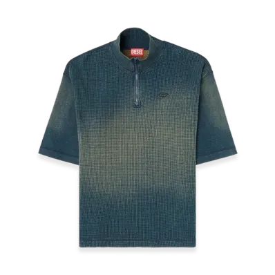 Diesel S-Wafycol-New Sweatshirt In Mixed Denim-Look Jersey "Dark Blue"