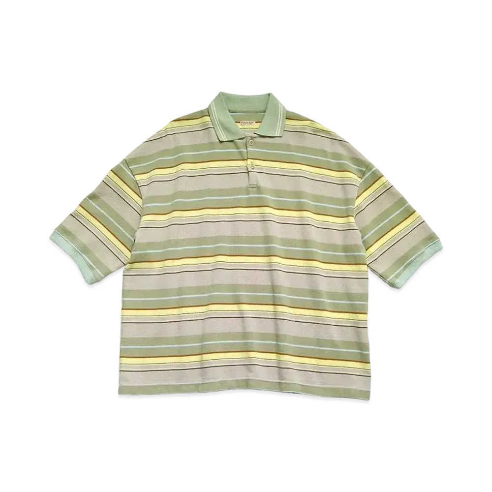 KAPITAL Multi Border Pique Box Polo "Beige Khaki"