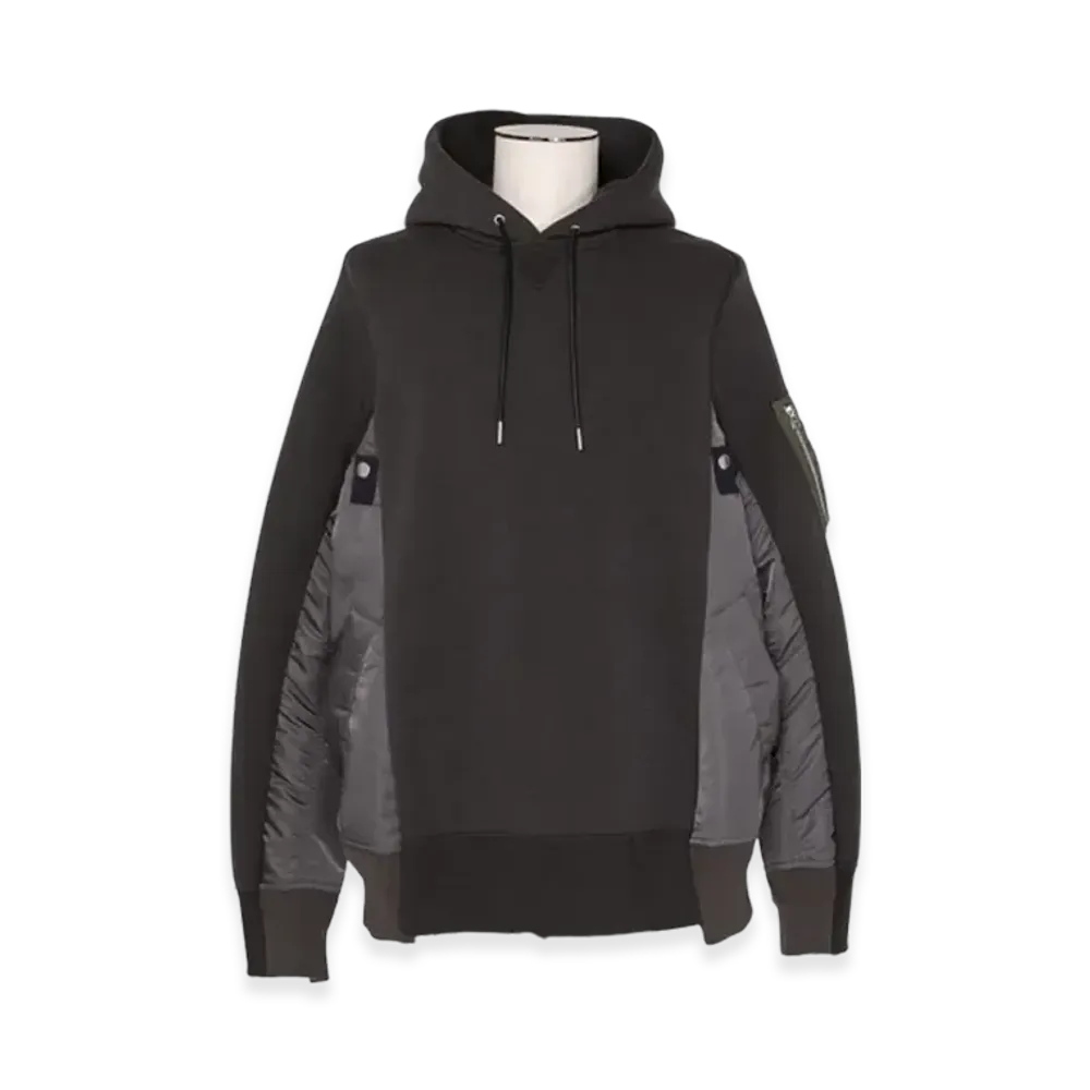 sacai Sponge Sweat x Nylon Twill Hoodie "Charcoal Gray/Charcoal Gray"