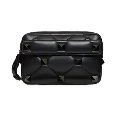Valentino Roman Studs Nappa Leather Crossbody Bag "Black"