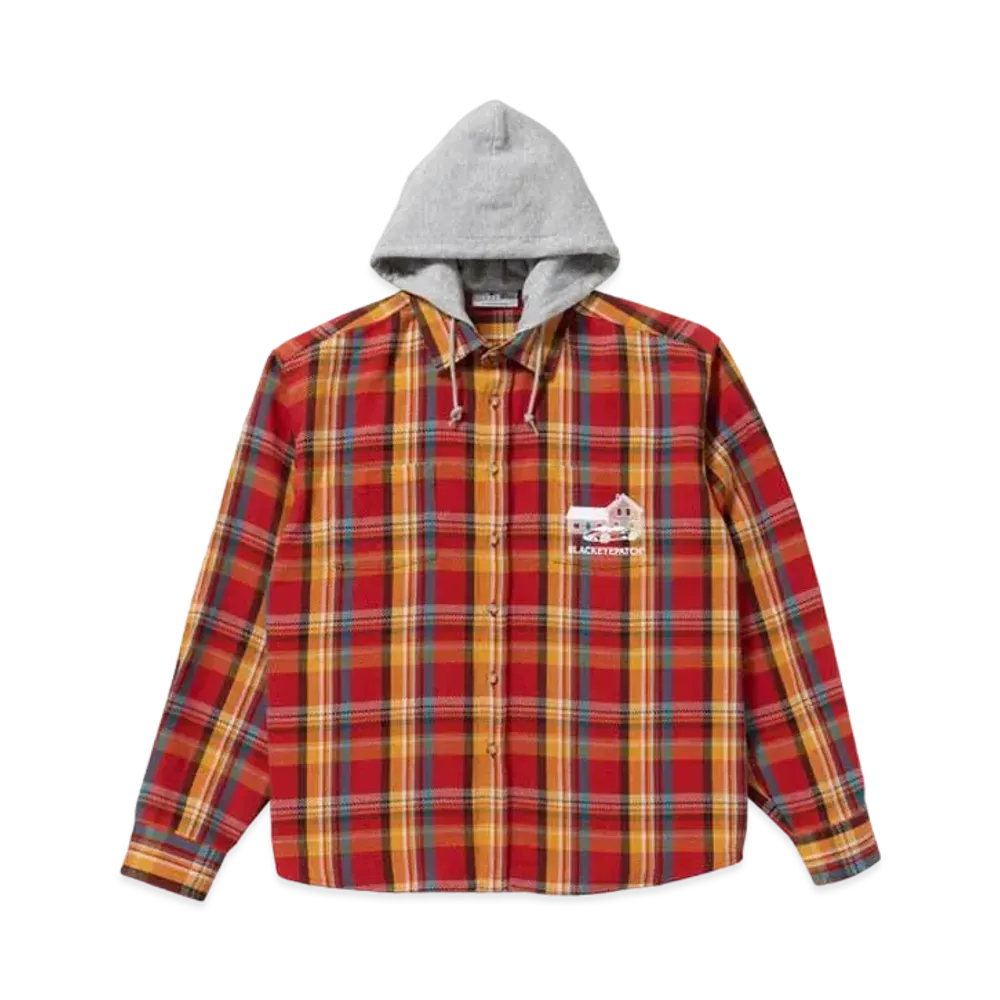 BlackEyePatch HOODED FLANNEL SHIRT "Maroon/Amber"