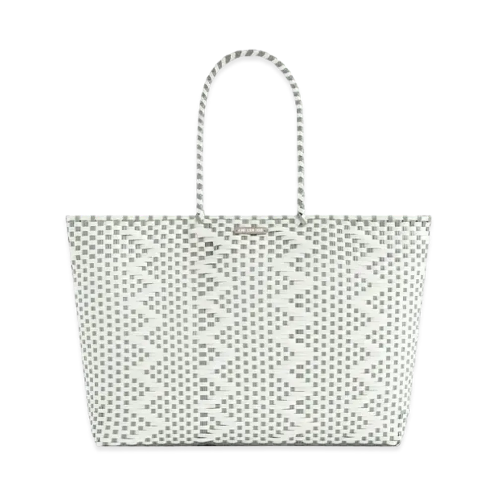 Aime Leon Dore Paralia Woven Tote Bag "Green & White"