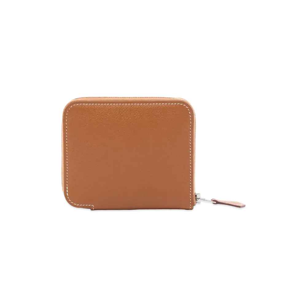 HERMES Epsom Leather Azap Silk in Compact Wallet "Gold"