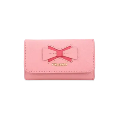 PRADA Saffiano Leather Ribbon Key Case "Petalo/Peonia"