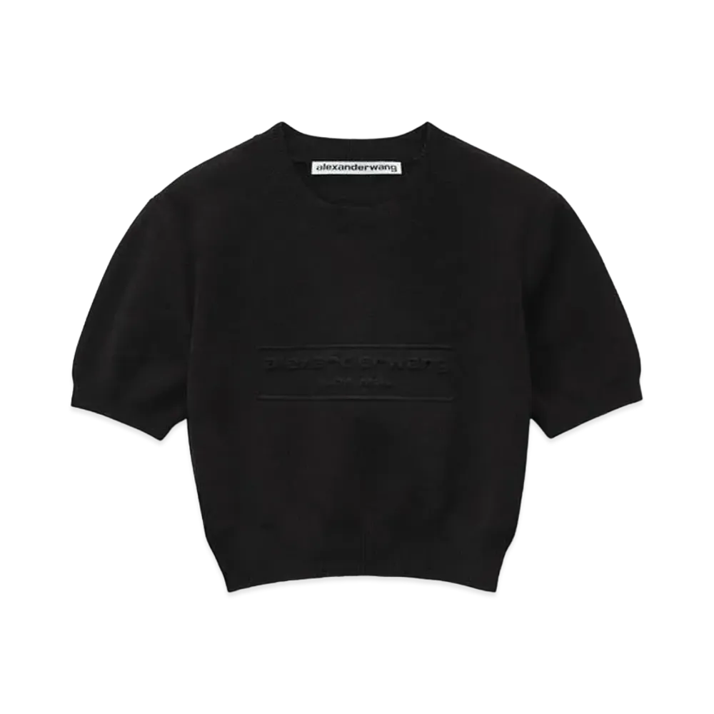 Alexander Wang Emboss Logo Rib Chenille Short Sleeve Pullover "Black"