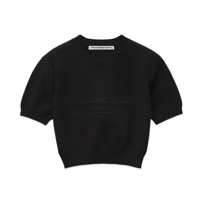 Alexander Wang Emboss Logo Rib Chenille Short Sleeve Pullover "Black"