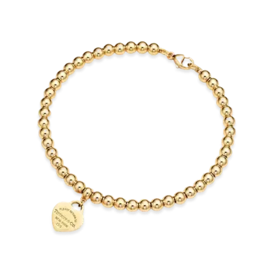 Tiffany & Co. Return to Tiffany Heart Tag Bead Bracelet "Yellow Gold"