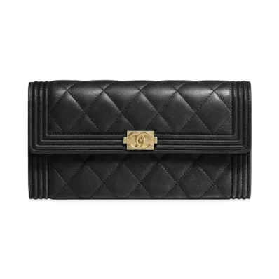 CHANEL Boy Chanel Long Flap Wallet Lambskin "Black"