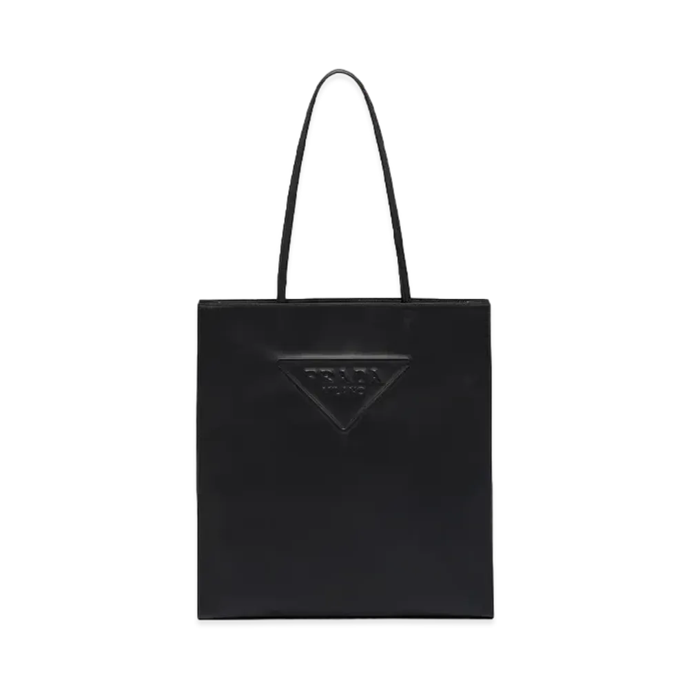 PRADA Leather Embossed Logo Tote Bag "Black"