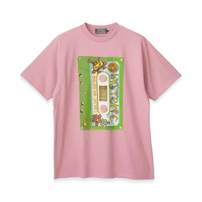 HYSTERIC GLAMOUR COOL CAT EATS HOT DOG T-Shirt "Pink"