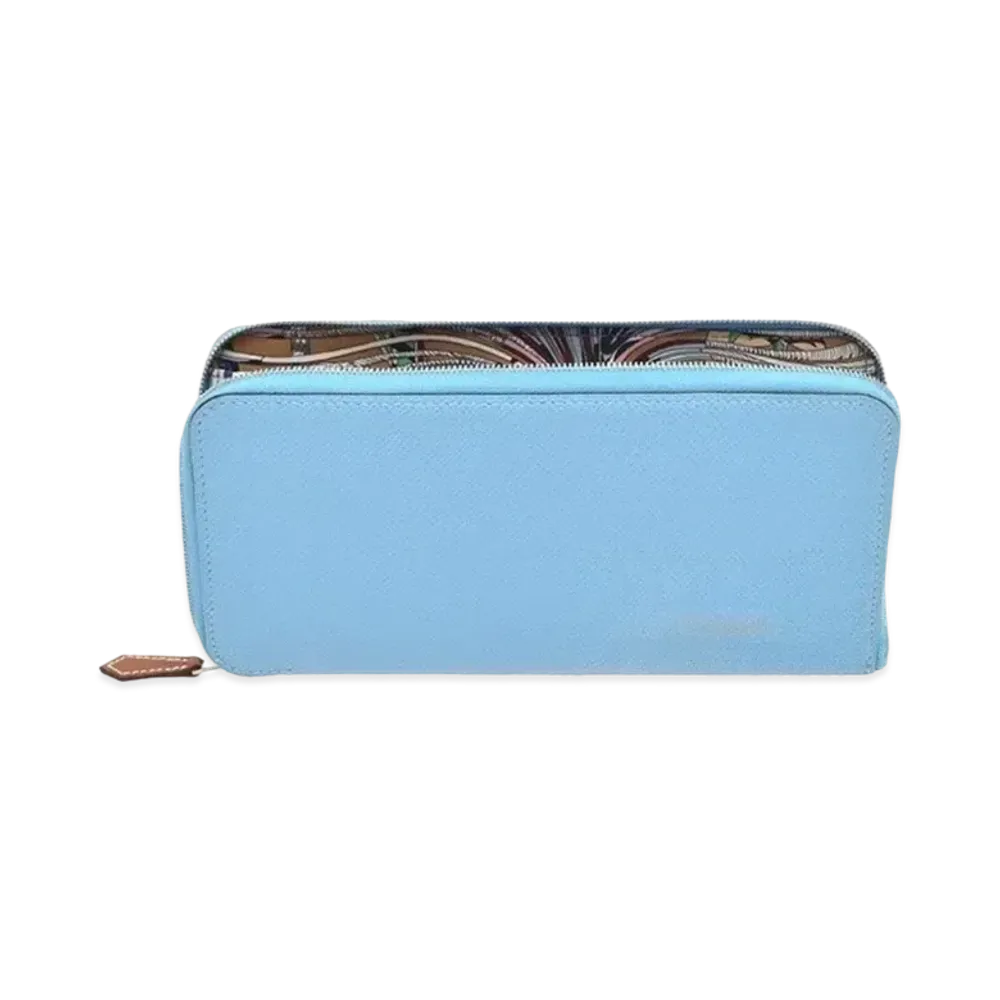 Hermes Azap Silk'In Long Veau Epsom/Silk "Celeste/Chai/Silver"