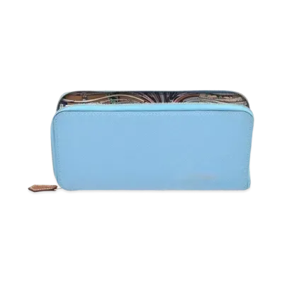 Hermes Azap Silk'In Long Veau Epsom/Silk "Celeste/Chai/Silver"