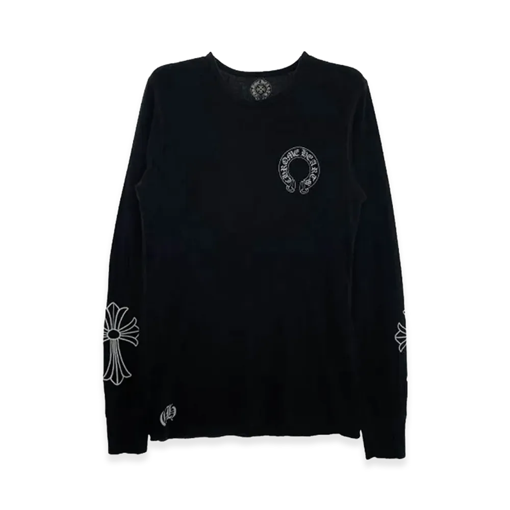 Chrome Hearts Scroll Label CH Plus Thermal L/S T-Shirt "Black"