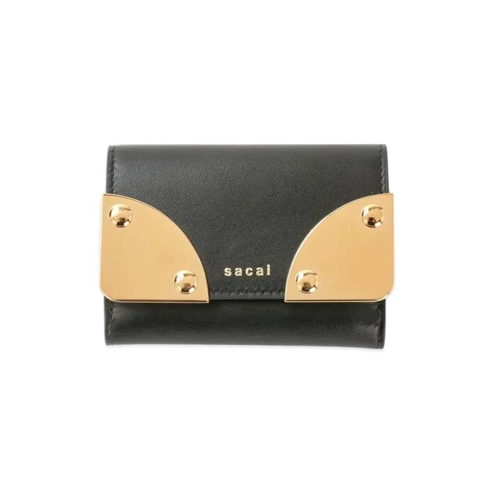sacai Corner Metal Trifold Wallet "Black"