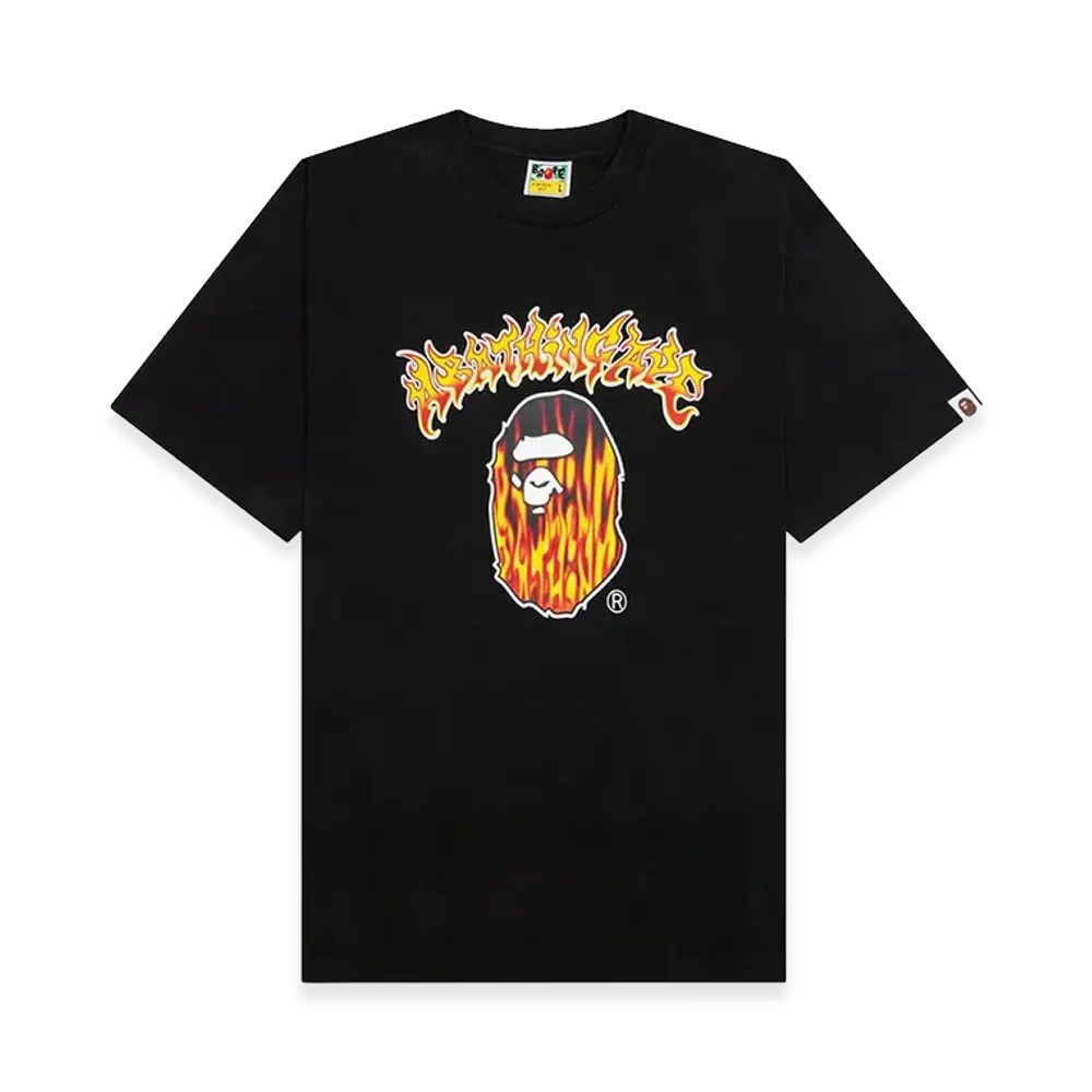 A BATHING APE Mad Flame Ape Head Relaxed Fit Tee "Black"