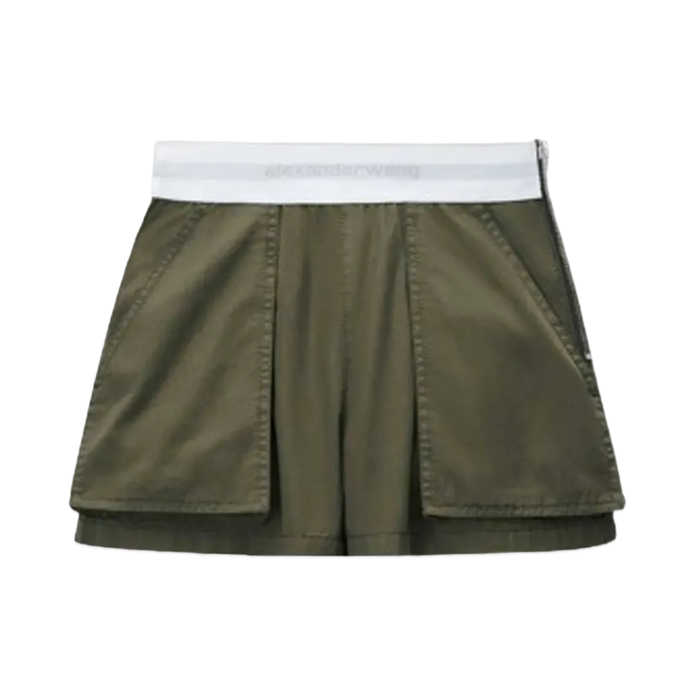 Alexander Wang High Waist Cargo Rave Shorts "Army Green"