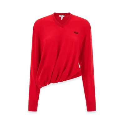 LOEWE Women's Asymmetrical Cut Sweater "Red"