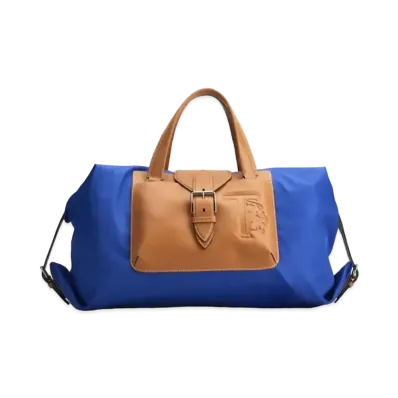 TOD'S Fabric & Leather Duffel Bag Medium "Blue/Brown"